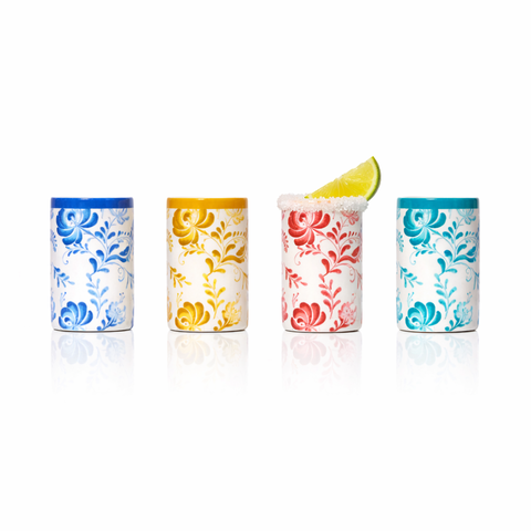 Azulejo Floral Ceramic Shot Glasses - Set of 4