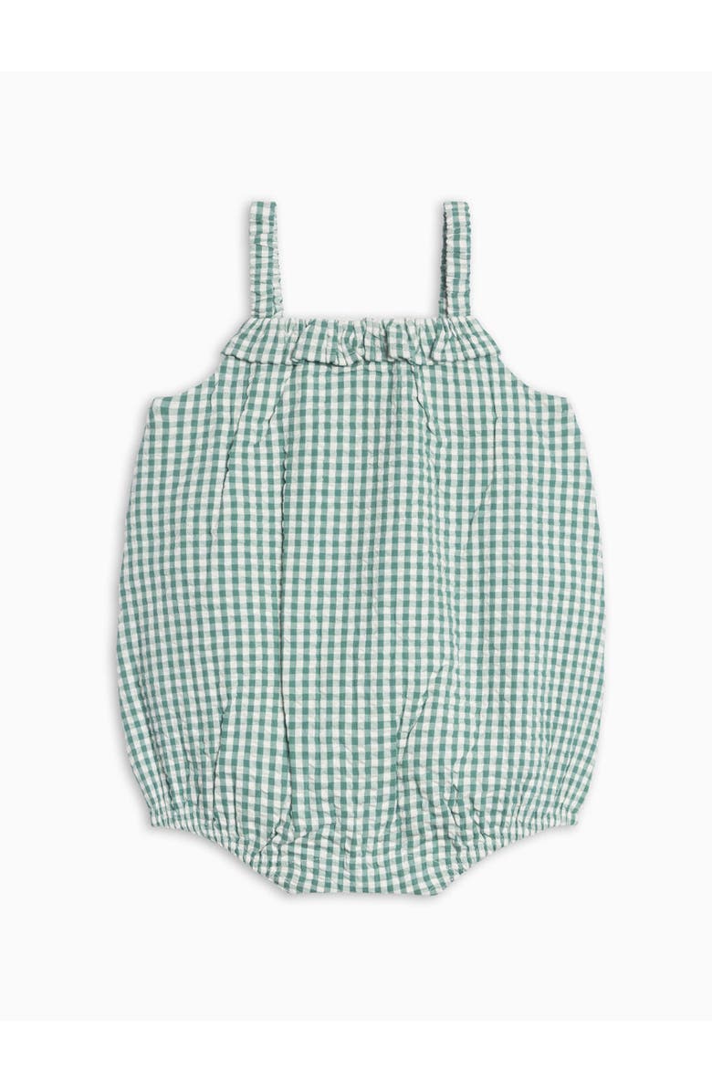 KENDI by Colored Organics Orgnaic Rosalie Seesucker Ruffle Bubble Romper, Alternate, color, Laguna Gingham
