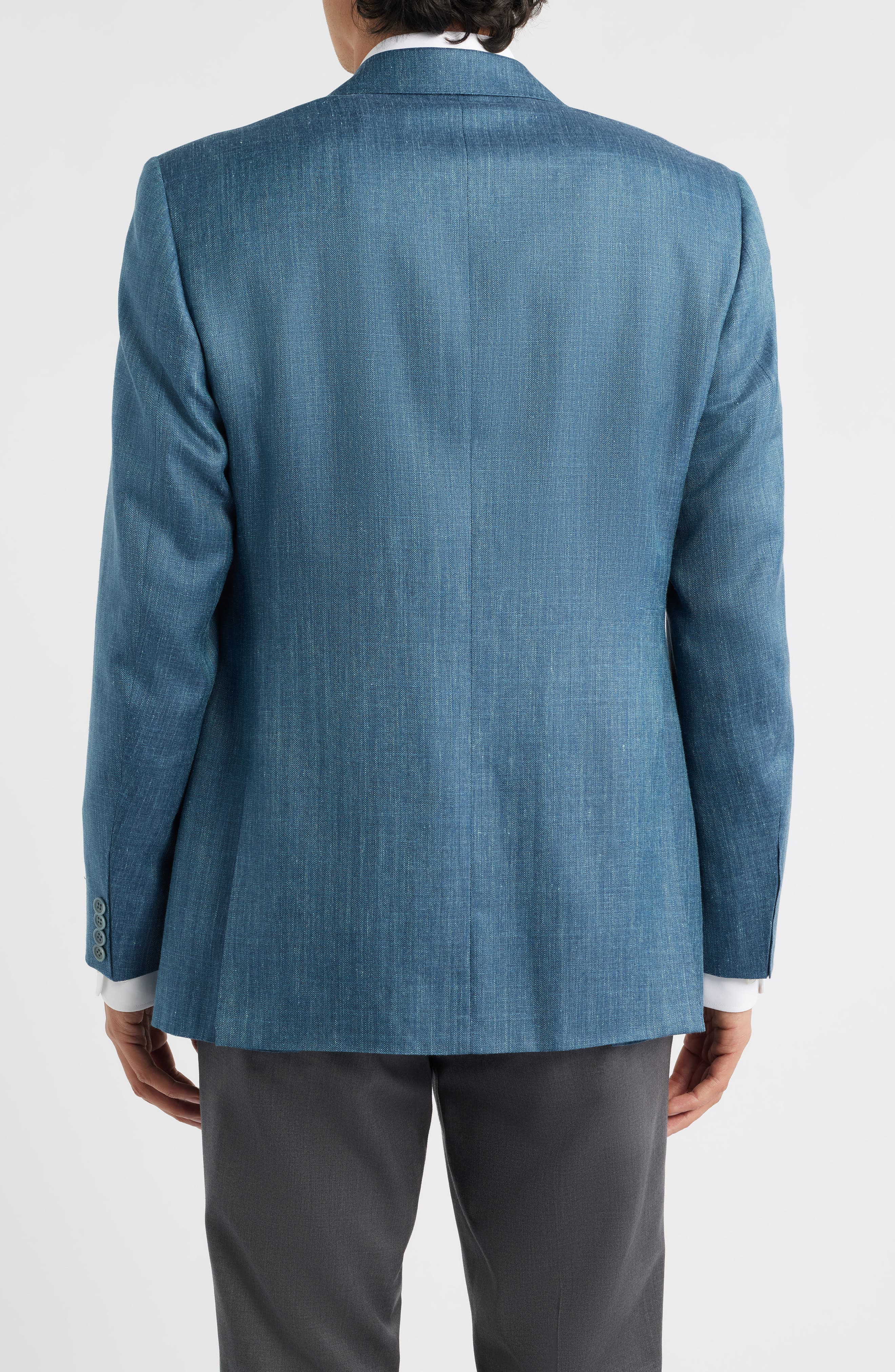 Siena Regular Fit Teal Melange Wool Blend Herringbone Sport Coat - image 2