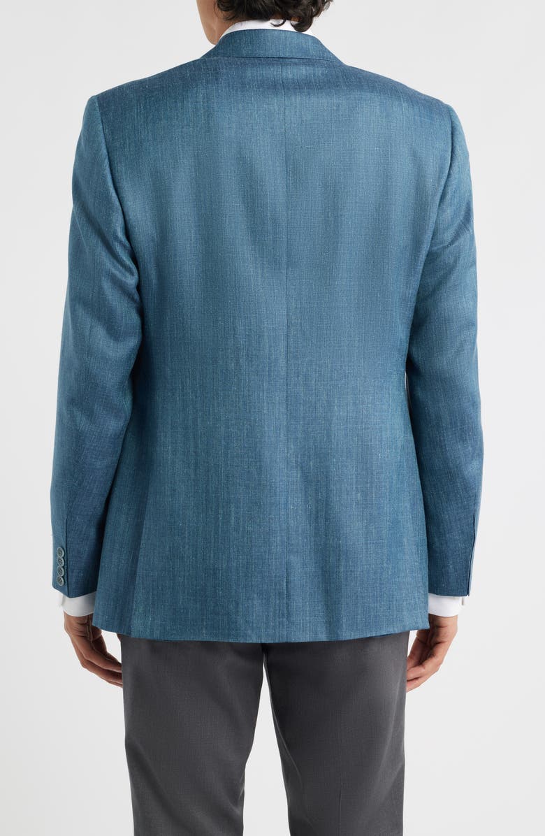 Canali Siena Regular Fit Teal Mélange Wool Blend Herringbone Sport Coat, Alternate, color, Dark Green