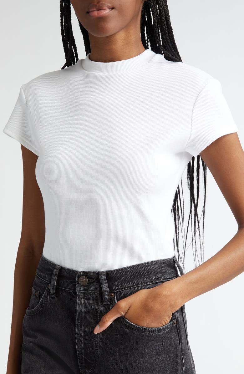 K.NGSLEY Sam Stretch Cotton Rib T-Shirt, Alternate, color, White