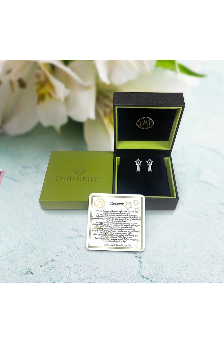 LuvMyJewelry Shooting Star Sterling Silver Diamond Comet Earring, Alternate, color, 