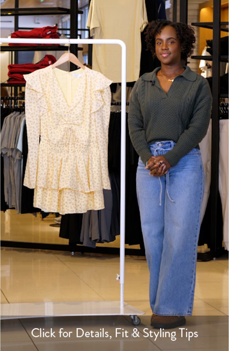 Floral Ruched Long Sleeve Dress, sales video thumbnail