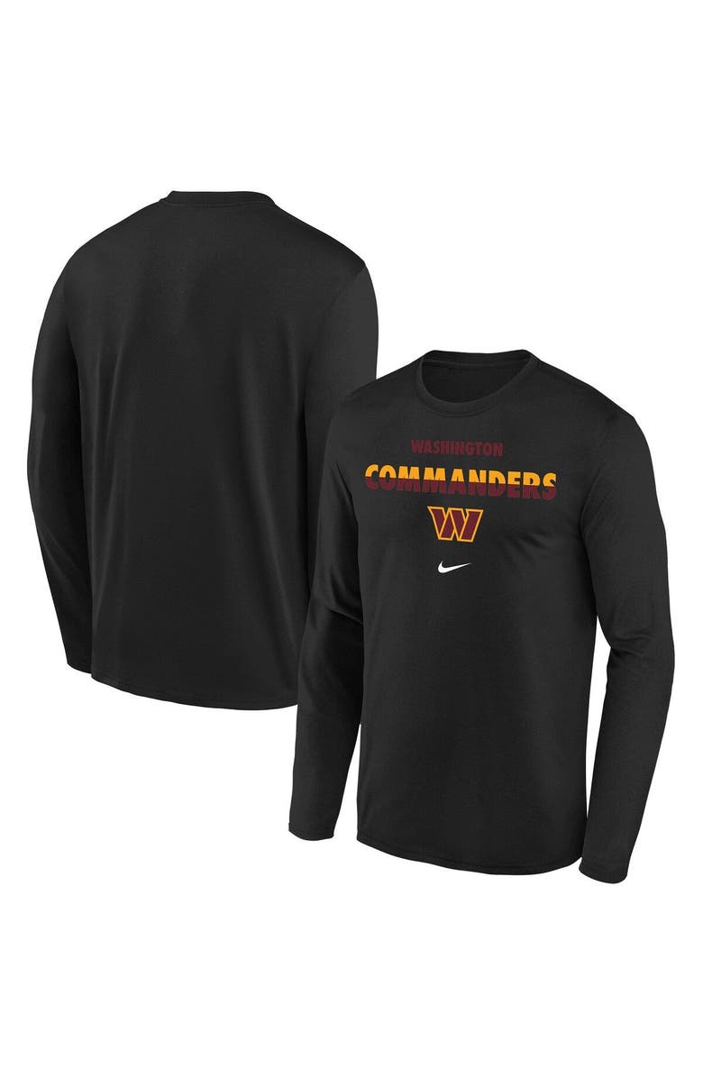 Nike Youth Nike Black Washington Commanders Team Color Split Long Sleeve T-Shirt, Main, color, Black