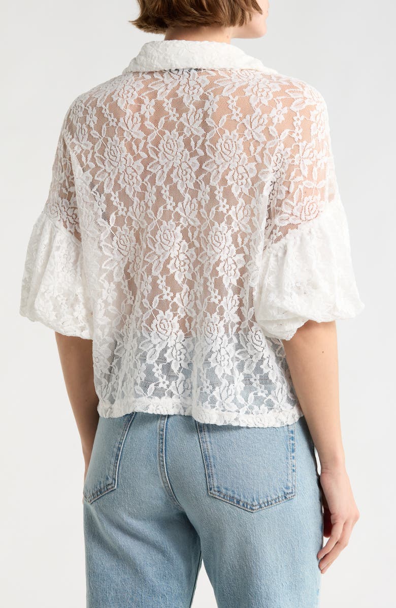 Forgotten Grace Bubble Hem Short Sleeve Lace Top, Alternate, color, 