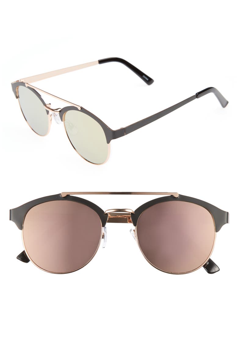 Mirror Lens Sunglasses, Main, color, BLACK/ ROSE GOLD