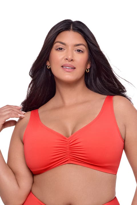 Supportive and Sculpting Banded Cinch Front Bikini Swimsuit Top