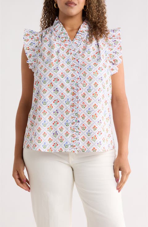 Lara Floral Eviel Ruffle Top (Plus)