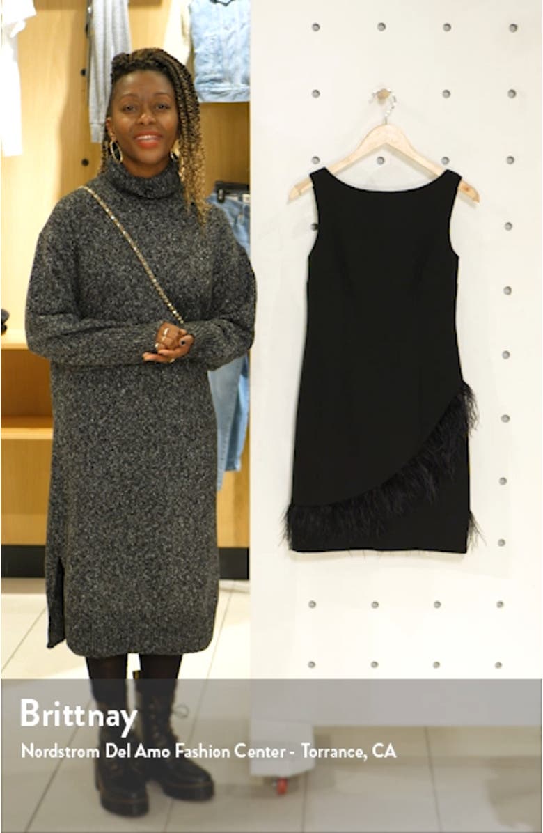 Feather Trim Sheath Dress, sales video thumbnail