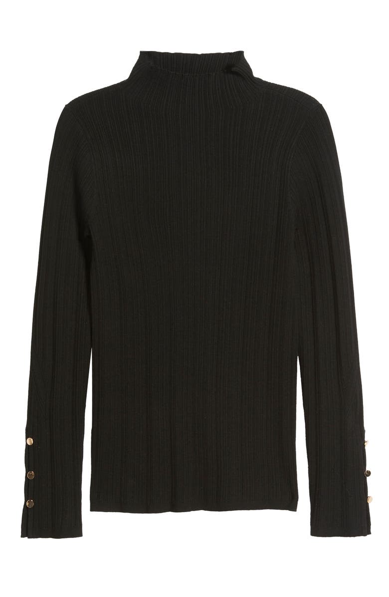 MARGARET O'LEARY Phoebe Mock Neck Rib Sweater, Alternate, color, Black