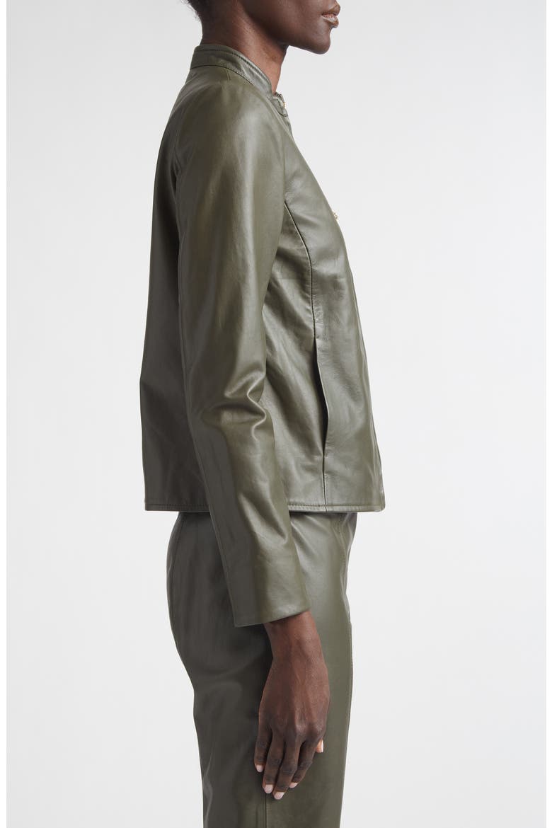 Zip Pocket Leather Jacket, Alternate, color, OLIVE