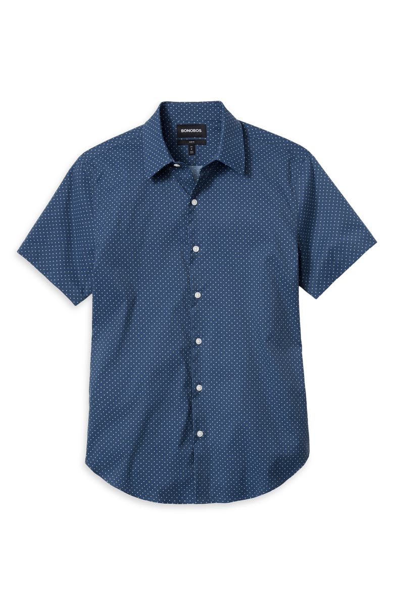 Bonobos Tech Slim Fit Dot Print Short Sleeve Performance Button-Up Shirt, Alternate, color,