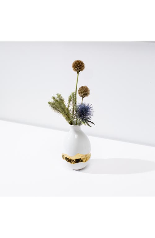 Anna New York Talianna Oro Bud Vase In White And Gold