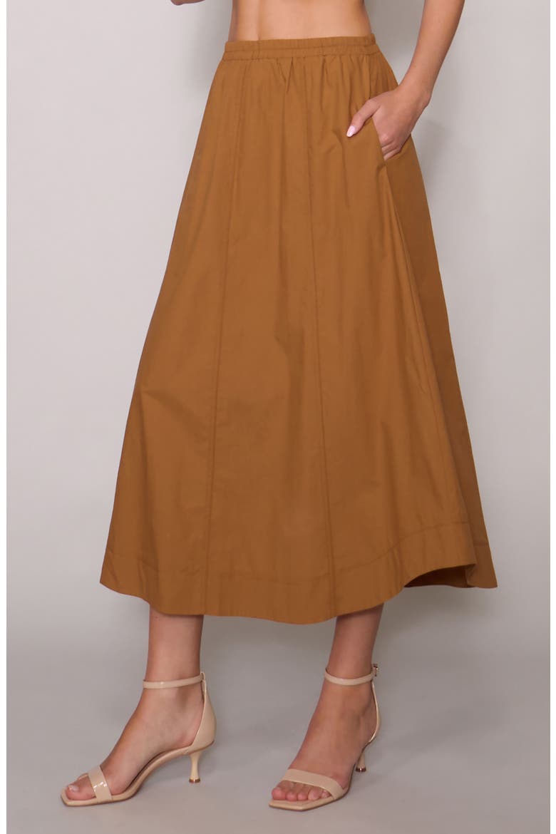 Round Hem Poplin Skirt, Alternate, color, CAMEL/ CAMEL STITCHING
