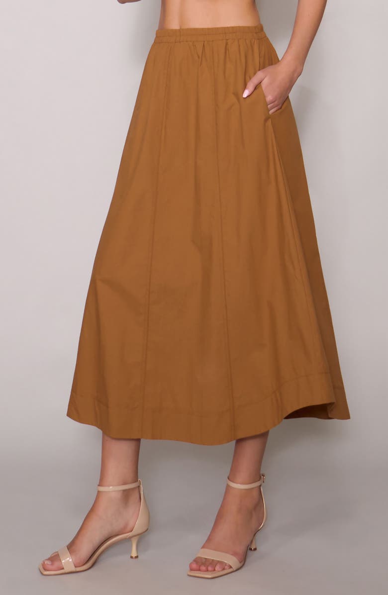 MELLODAY Round Hem Poplin Skirt, Alternate, color, Camel/ Camel Stitching