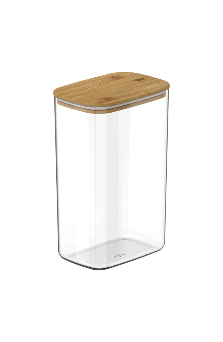 OU Clear Stackable Airtight Food Storage Container with Wood Lid, Main, color,