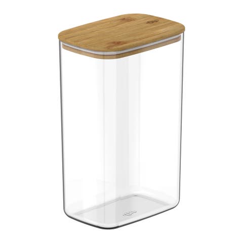 Clear Stackable Airtight Food Storage Container with Wood Lid