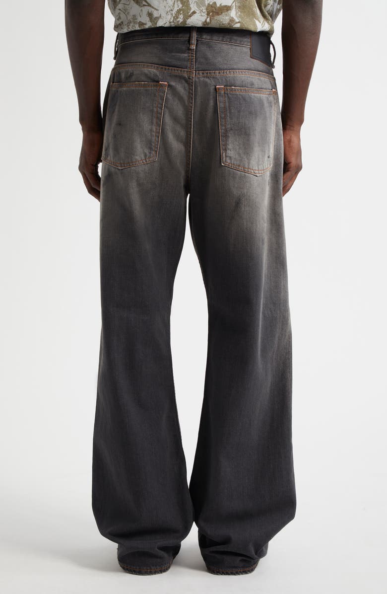 Acne Studios 2021 Black Trafa Paint Splatter Loose Fit Wide Leg Jeans, Alternate, color, 