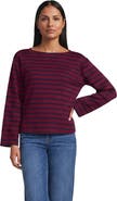Lands' End Bracelet Sleeve Supima Cotton Boat Neck Flare Sleeve Top