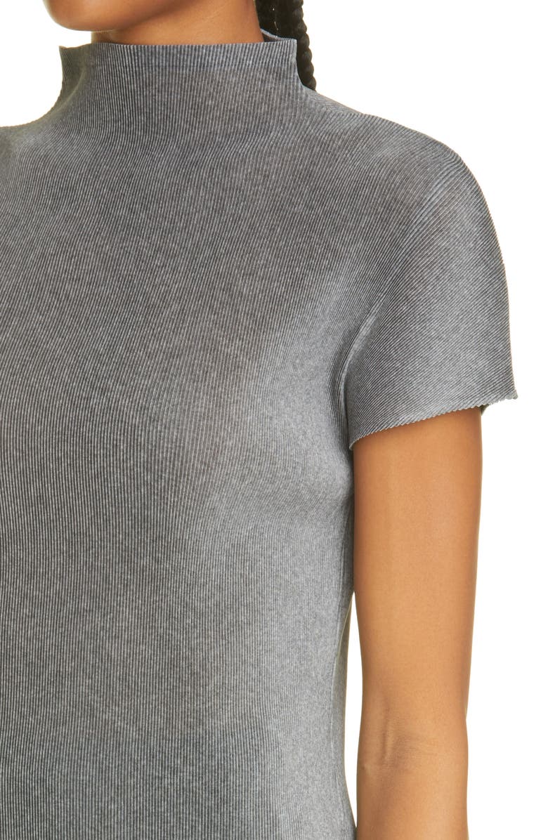 Pleats Please Issey Miyake Mist Basics Pleated Funnel Neck Top, Alternate, color, 
