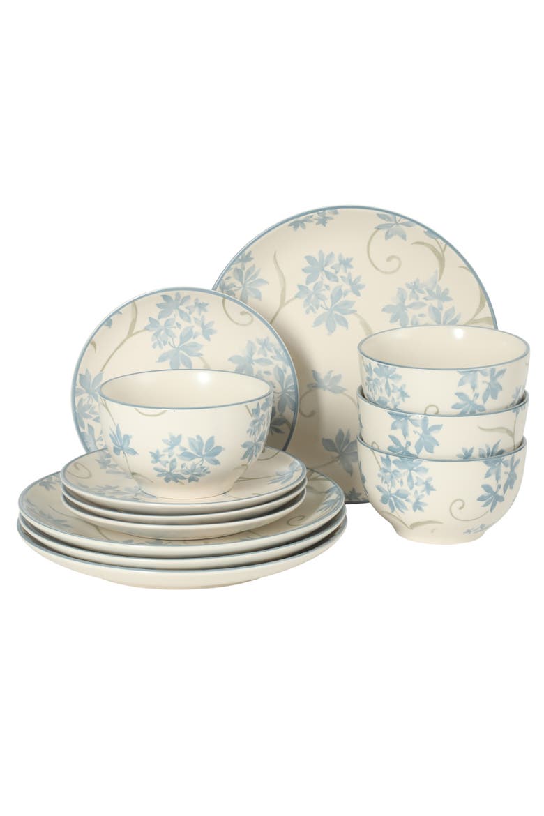 Admiral Hall 12-Piece Matte Stoneware Dinnerware Set, Main, color, Blue