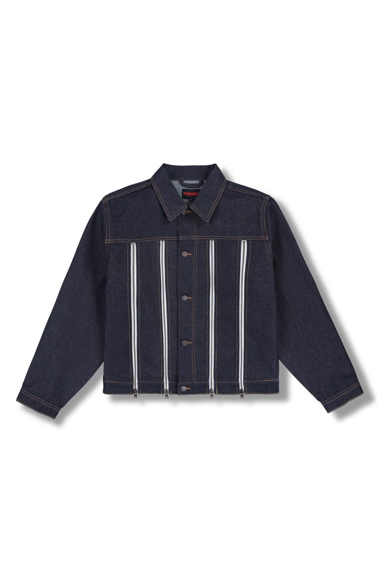 PLEASURES Mileage Denim Trucker Jacket, Alternate, color, Raw Indigo