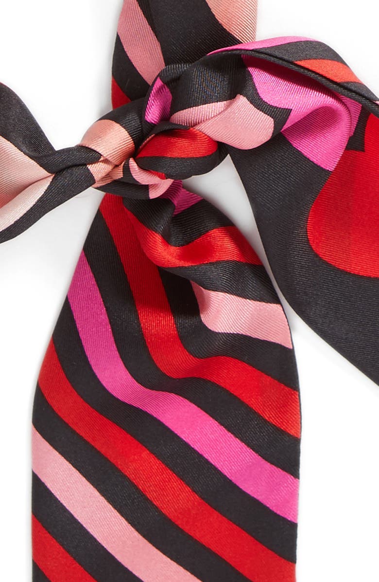 Kate Spade New York heart stripe silk skinny scarf, Alternate, color,
