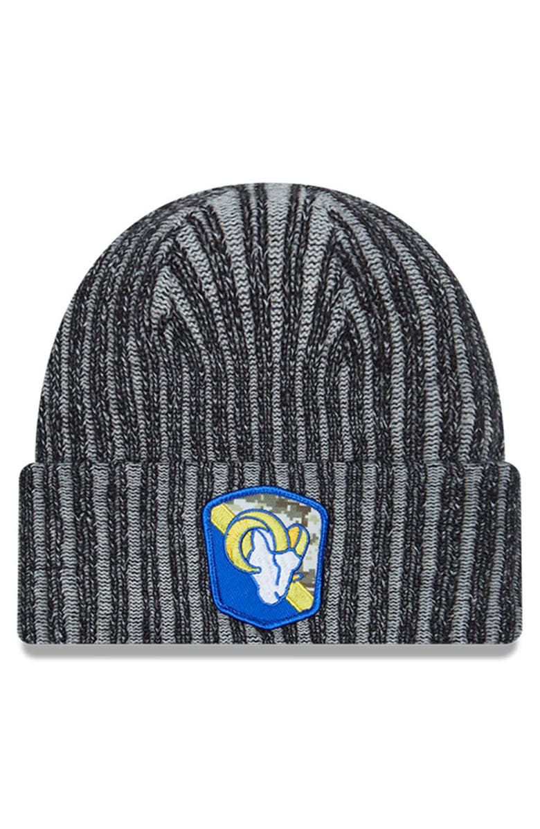 New Era Men's New Era  Black Los Angeles Rams 2023 Salute To Service Cuffed Knit Hat, Main, color, 