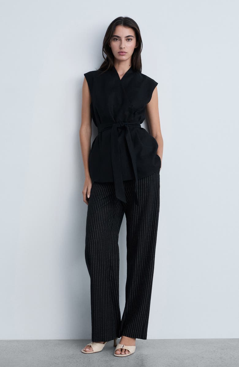 MANGO Pinstripe Straight Leg Pants, Alternate, color, 