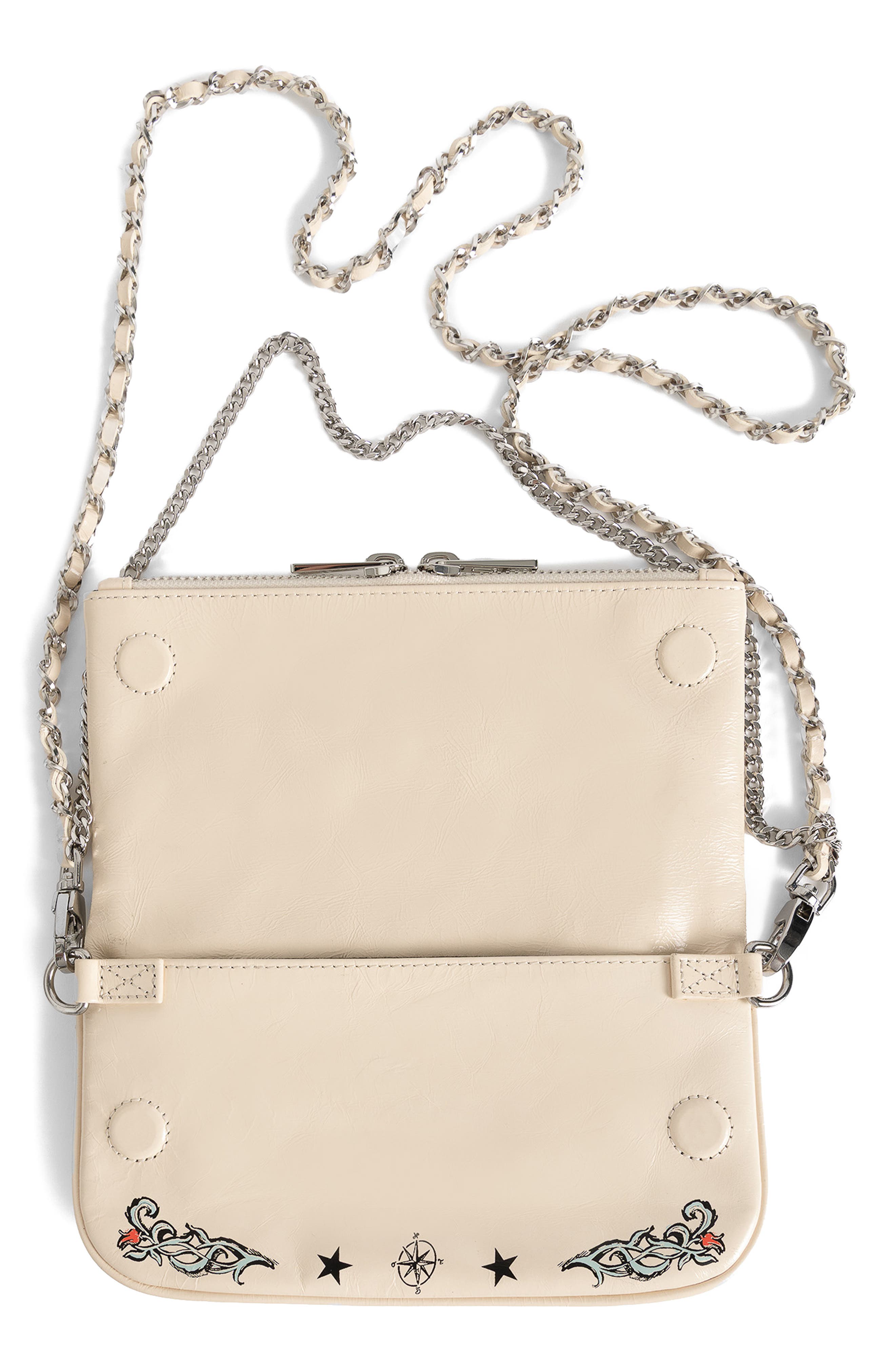 Rock Nano Tattoo Leather Clutch, Alternate, color, FLASH