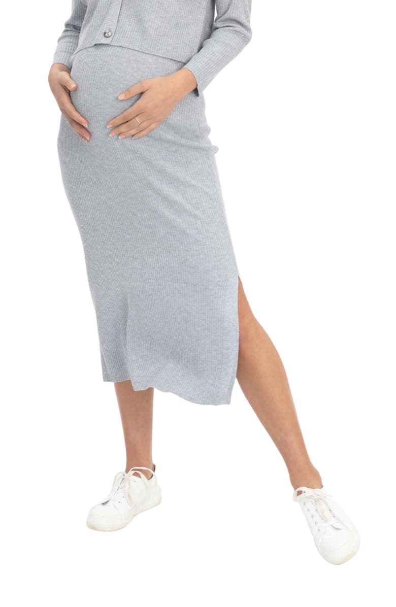 Angel Maternity Rib Maternity Midi Skirt, Main, color, 
