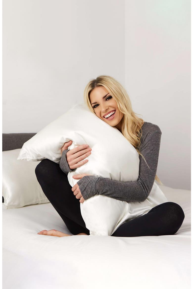 Pure Sleep Silk Pillowcase & Scrunchie Set, Alternate, color, WHITE/ MULTI