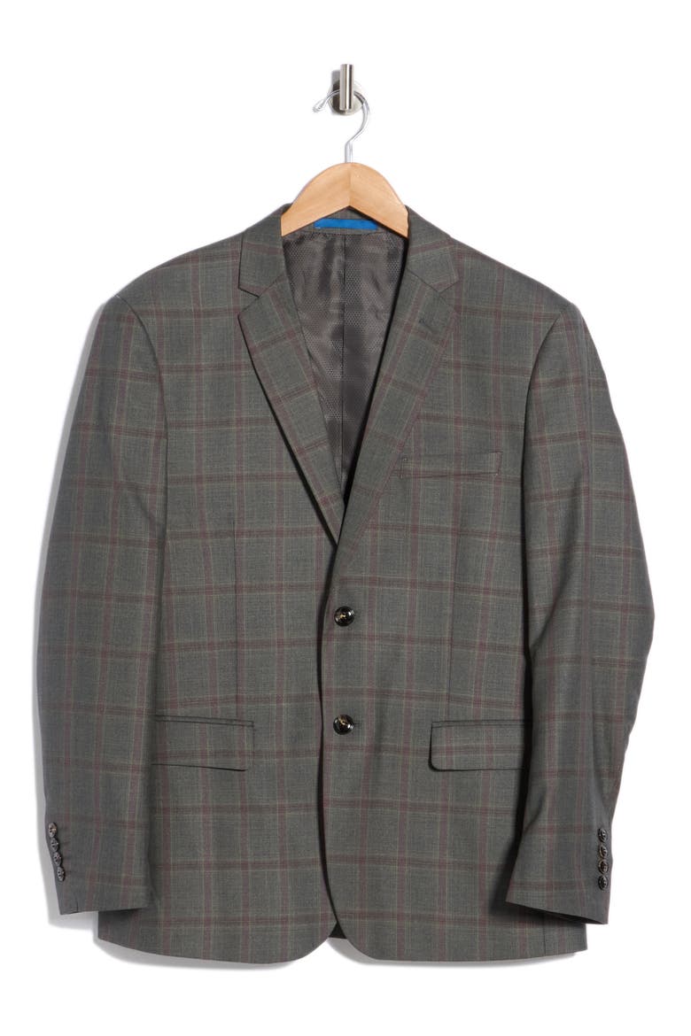 Slim Fit Plaid Blazer, Alternate, color, OLIVE