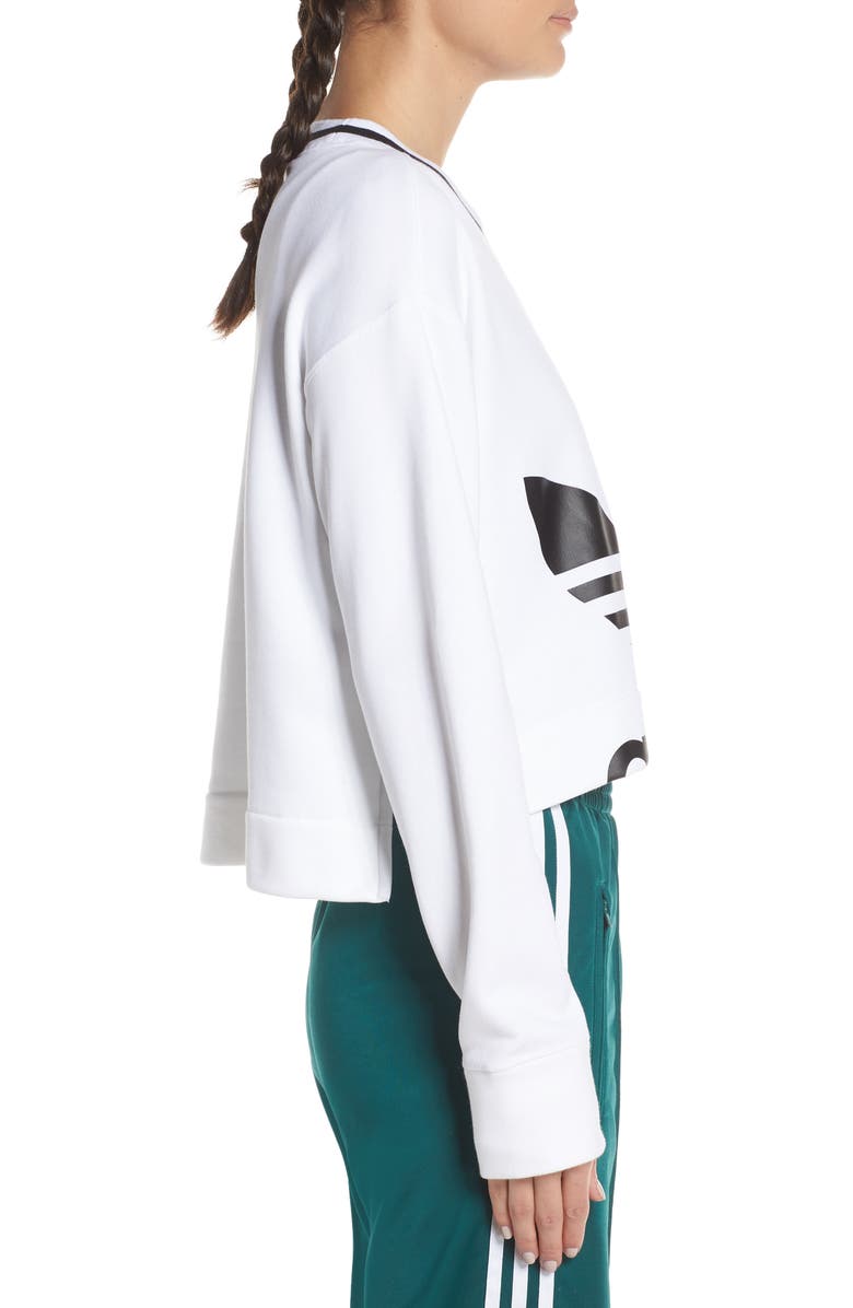 adidas Originals Crop Logo Graphic Sweater, Alternate, color,