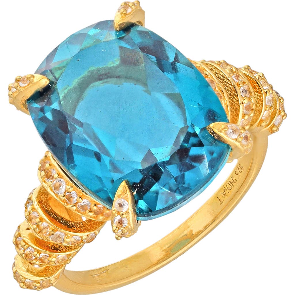 Ys Gems London Blue Topaz Ring In Blue