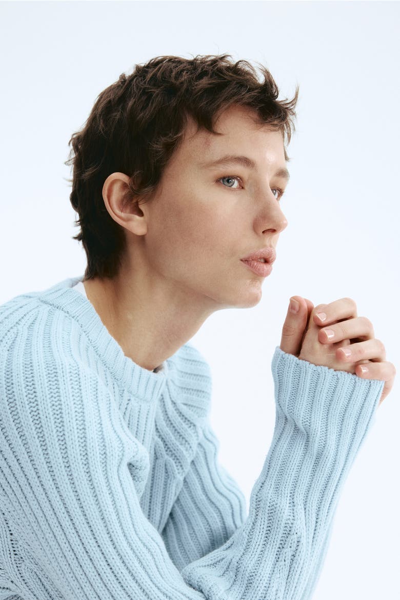 Rib-knit Sweater, Alternate, color, Light blue