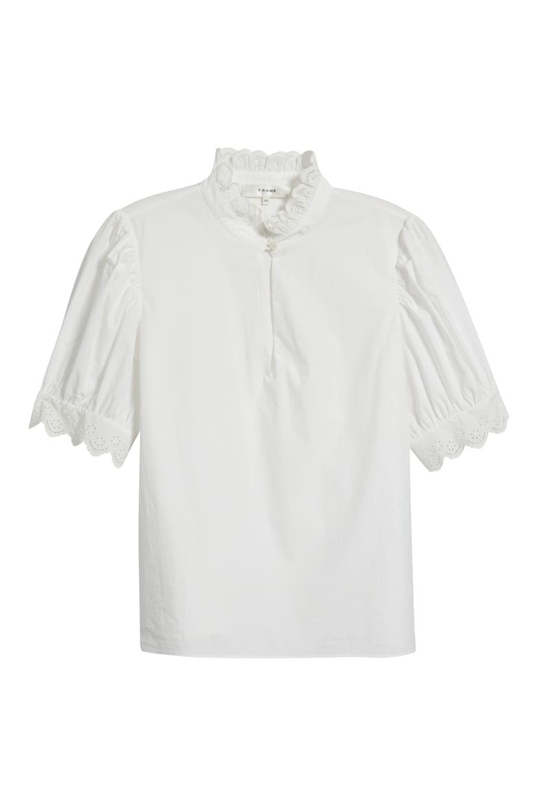 The Eyelet Inset Top, Alternate, color, WHITE