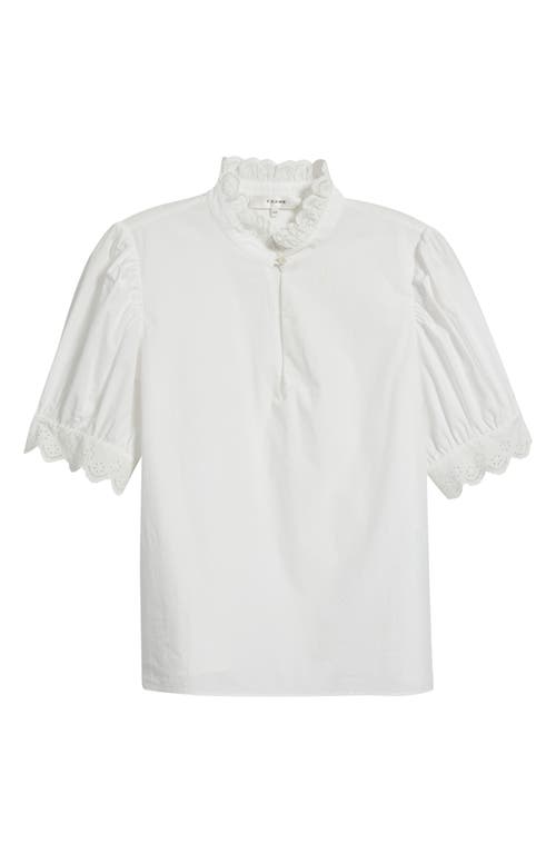 Frame The Eyelet Inset Top In White