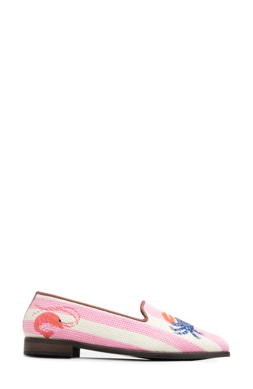 Bypaige Needlepoint Loafer In Pink/ivory Stripe