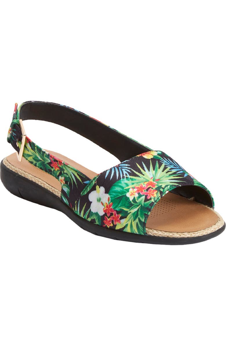 Comfortview The Adele Sling Sandal, Main, color, Black Floral
