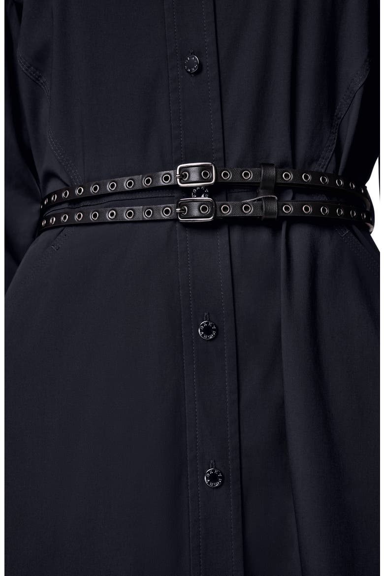 Long Sleeve Stretch Cotton Shirtdress, Alternate, color, BLACK