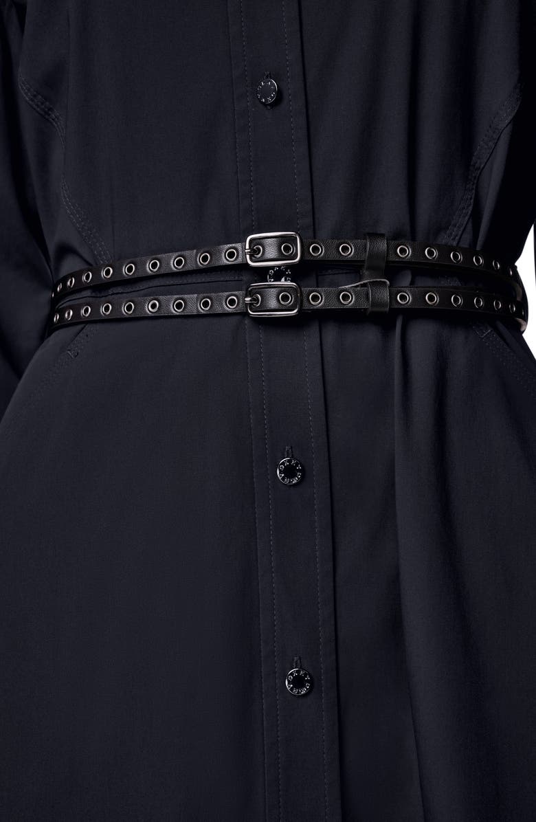 DKNY Long Sleeve Stretch Cotton Shirtdress, Alternate, color, Black