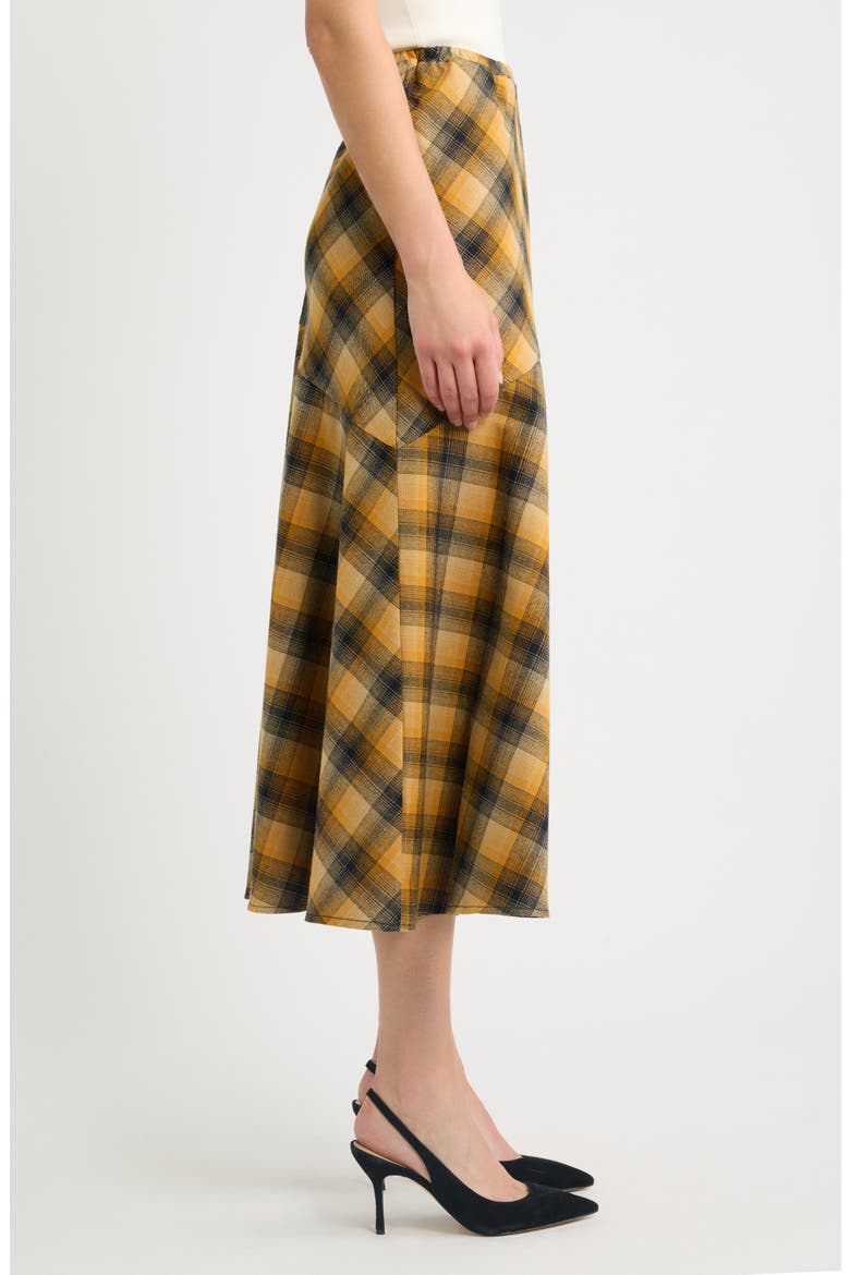 Plaid A-Line Midi Skirt, Alternate, color, AMBER