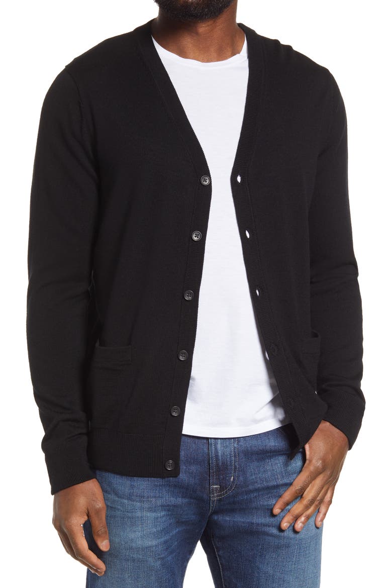 Washable Merino Wool Cardigan, Main, color, BLACK CAVIAR