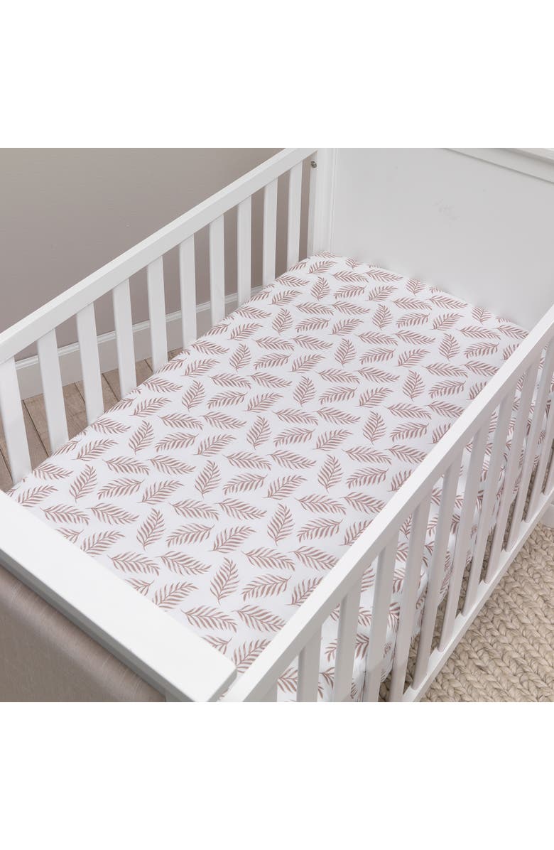 Lambs & Ivy Signature Leaves Print Organic Cotton Fitted Crib Sheet, Alternate, color, Brown