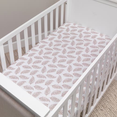 Lambs & Ivy Signature Leaves Print Organic Cotton Fitted Crib Sheet In White