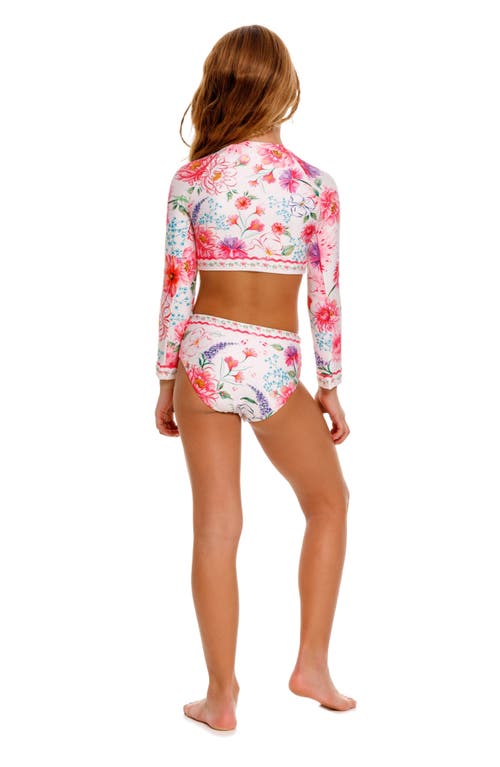 Shop Agua Bendita Kids' Caramel Chroma Long Sleeve Two-piece Rashguard Swimsuit