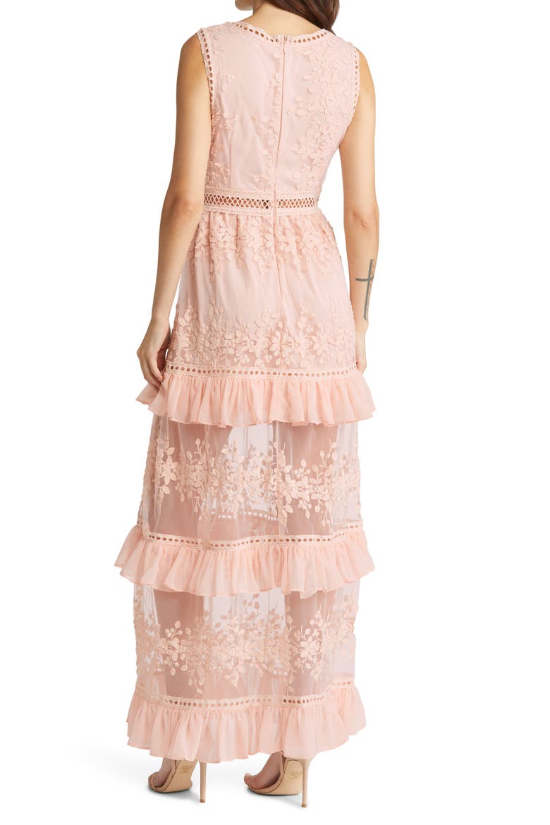 Garden Dreams Lace Tiered Maxi Dress, Alternate, color, BLUSH