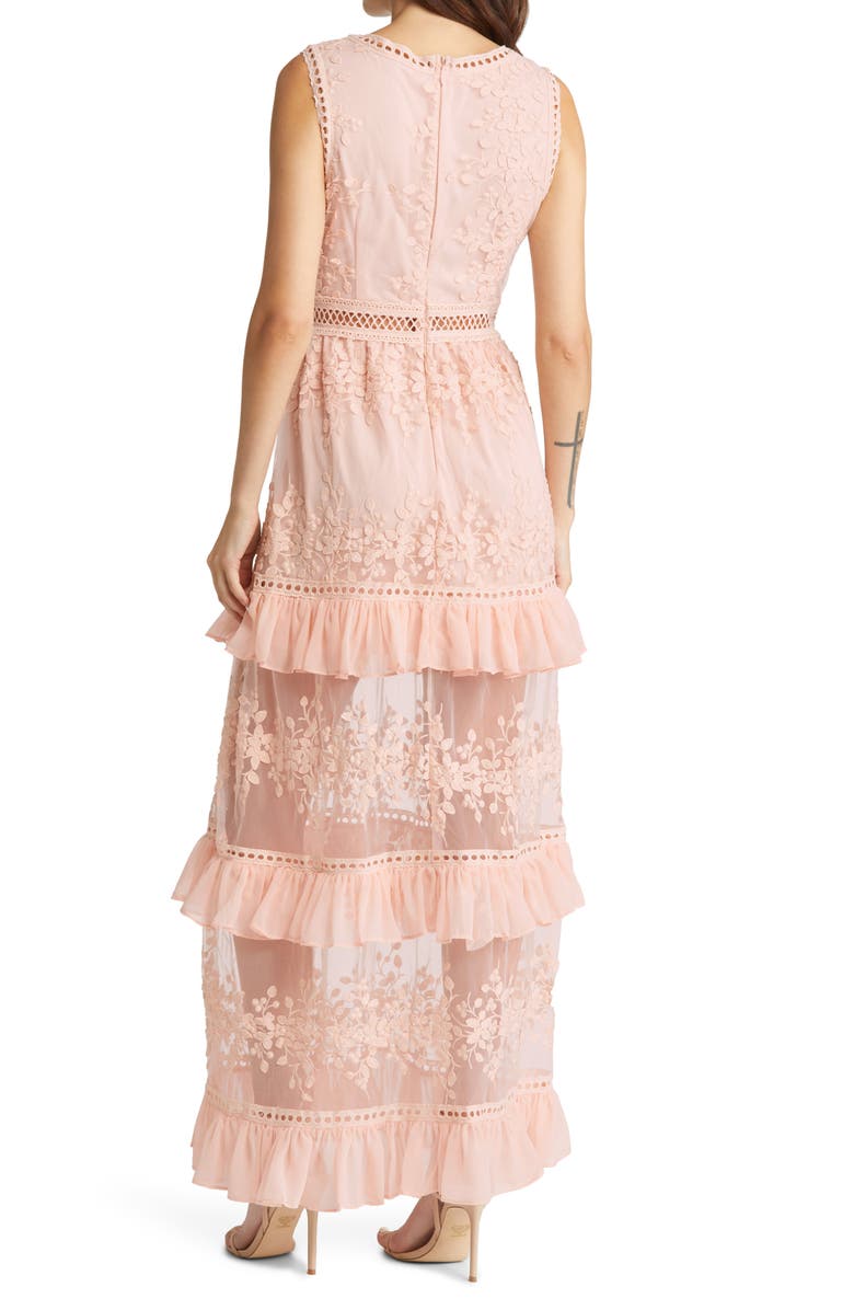Lulus Garden Dreams Lace Tiered Maxi Dress, Alternate, color, 