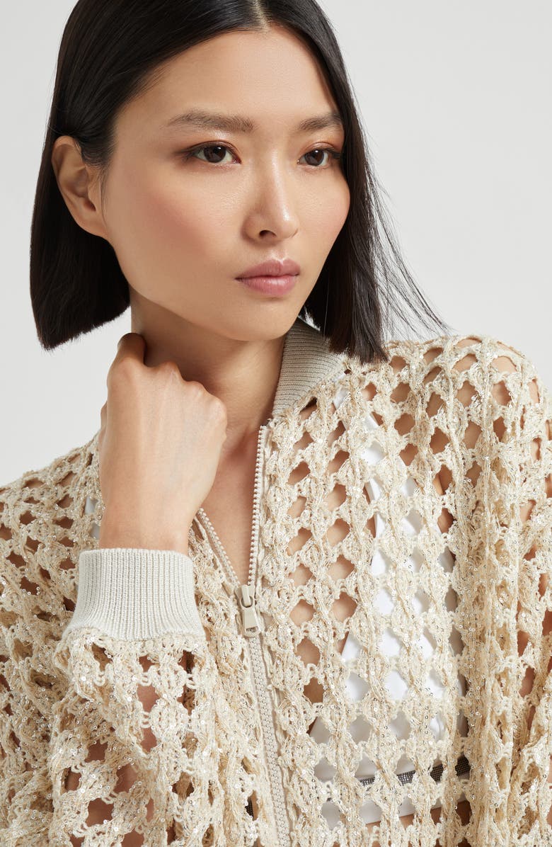 Brunello Cucinelli Dazzling Embroidery bomber, Alternate, color, 